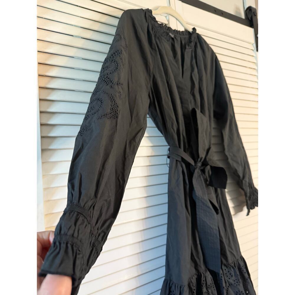 Rails Saylor Dress Black Eyelet Lace Long Sleeve Tile Belt Sz S - Picture 5 of 10